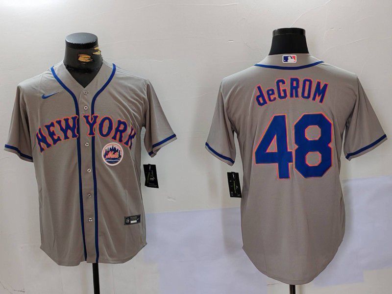 Men New York Mets #48 Degrom Grey Game 2024 Nike MLB Jersey style 3